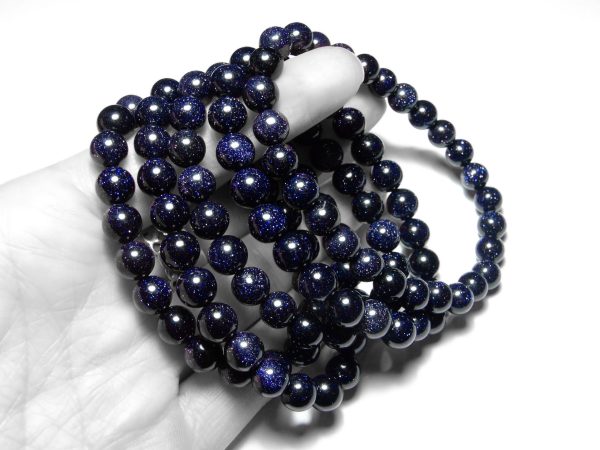 Blue Goldstone Bracelet Manmade Beaded Bracelet Clearance - Image 3