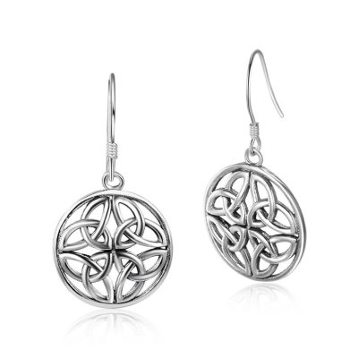 Triquetra Trinity Celtic Earrings Drop 925 Sterling Silver Earrings