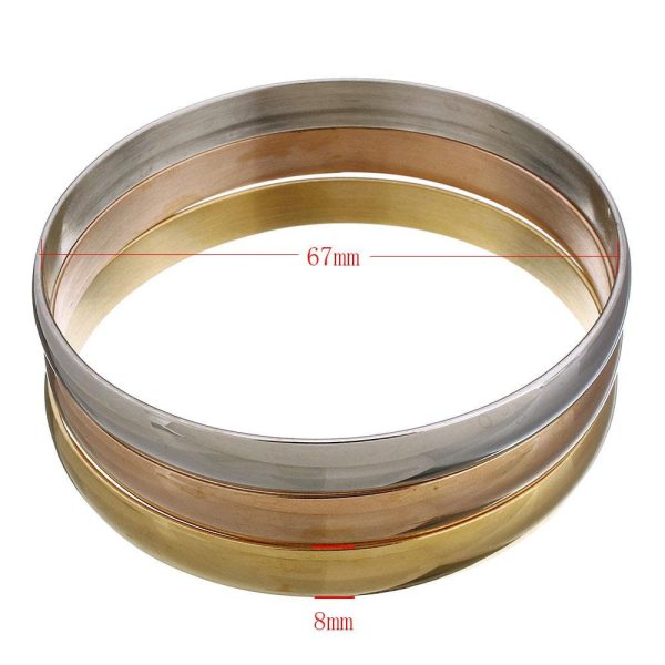 Stainless Steel Modern Women Bangle Set 3pcs Bracelet Gold, Rose Gold, Silver - Image 3