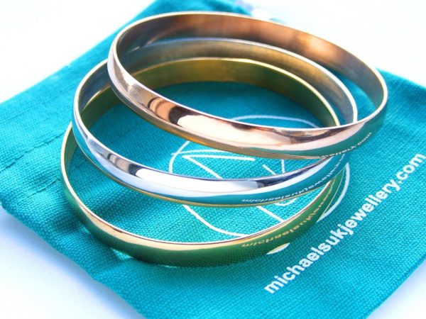 Stainless Steel Modern Women Bangle Set 3pcs Bracelet Gold, Rose Gold, Silver - Image 4