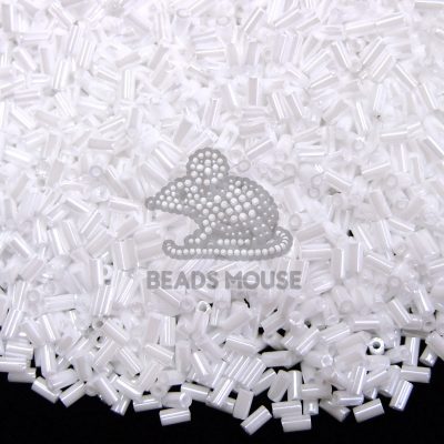 10g Toho Bugle Beads 121 Opaque White Luster 3mm