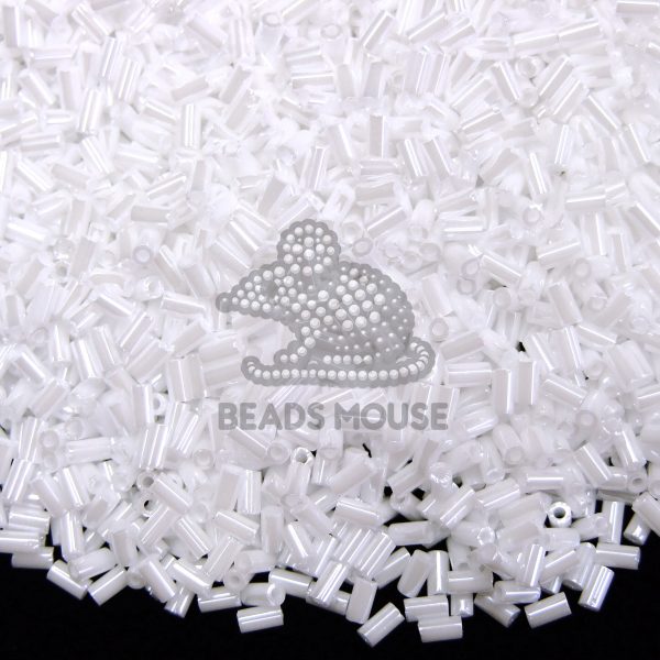 121 Opaque White Lustre Toho Bugle Seed Beads 3mm beads mouse