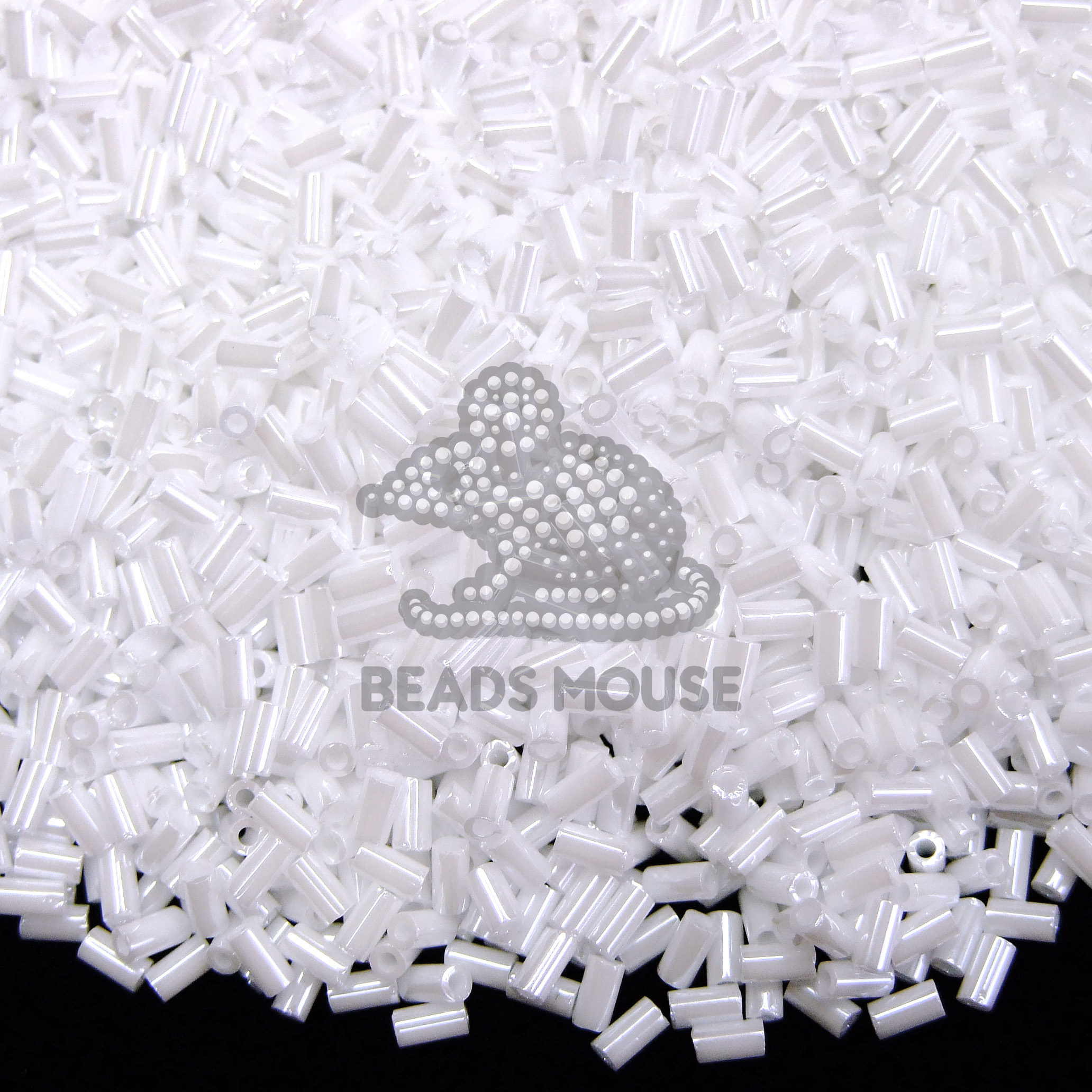 121 Opaque White Lustre Toho Bugle Seed Beads 3mm beads mouse