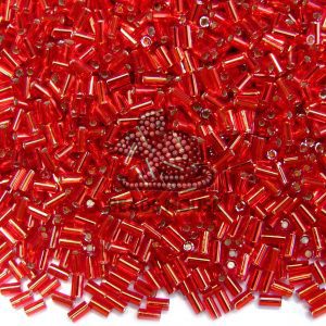 50g Toho Bugle Beads 25C Silver Lined Ruby 3mm Wholesale