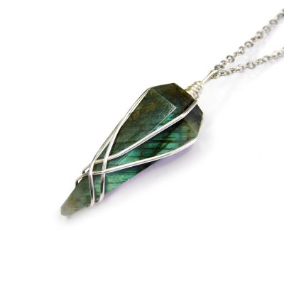 Labradorite Pendulum Necklace Gemstone for Dowsing Divination Meditation