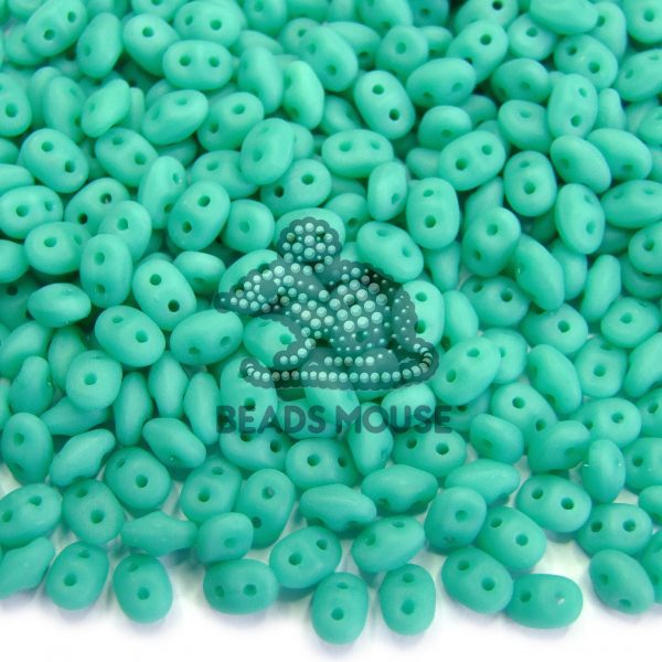 20g MATUBO™ Beads SuperDuo Matte Turquoise Green Opaque M63130 beads mouse