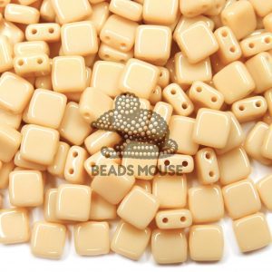 25pcs CzechMates Tile Beads 13010 Opaque Light Beige beads mouse