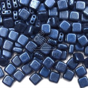 25pcs CzechMates Tile Beads 79032MJT Metallic Suede Dark Blue beads mouse