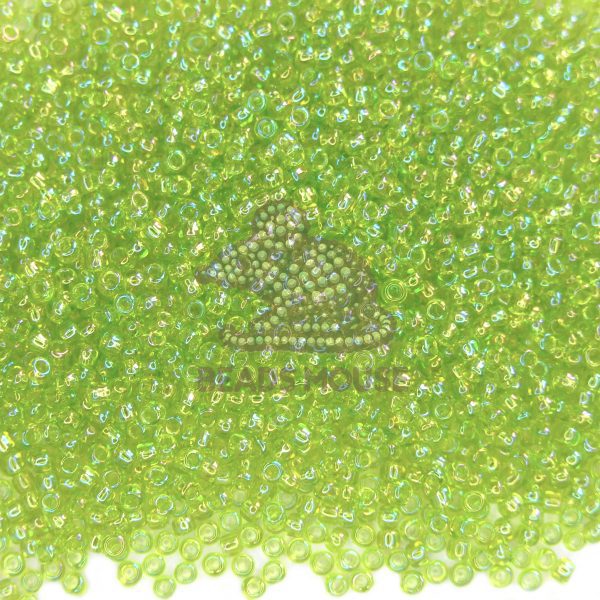 TOHO Seed Beads 164 Transparent Lime Green Rainbow 11/0 beads mouse