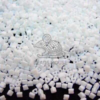 TOHO Triangle Beads 761 Matte Color Opaque Rainbow White 11/0 beadsmouse.co.uk