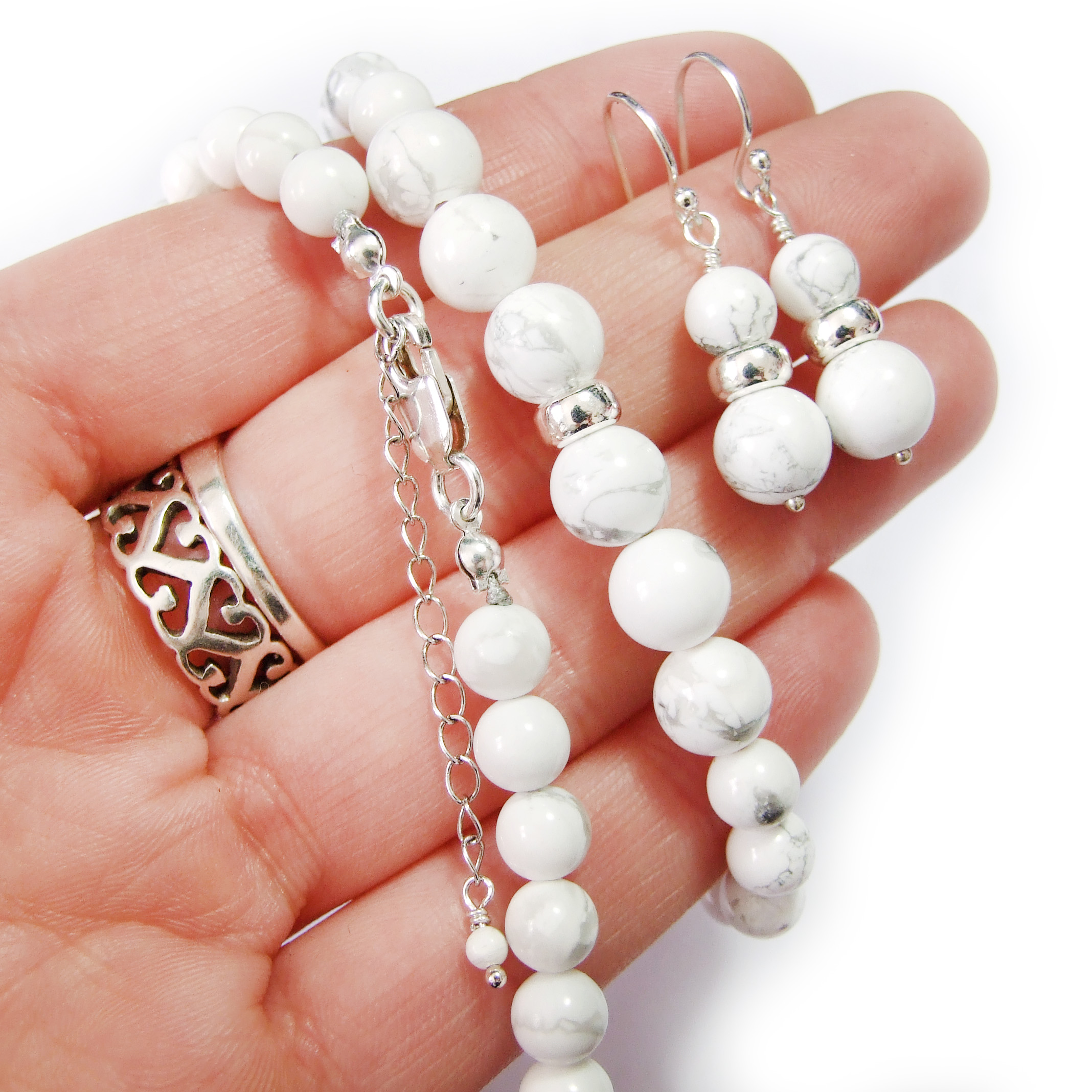 White Howlite Gemstone Set beads mouse