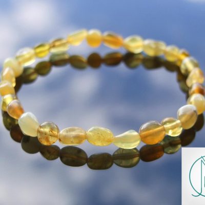 Yellow Opal Natural Gemstone Bracelet Beaded 7-8'' Elasticated
