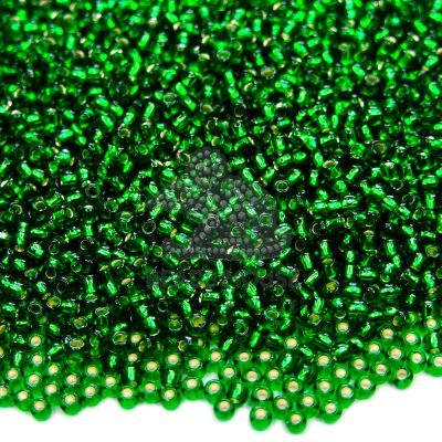 TOHO Seed Beads 27B Transparent Silver Lined Grass Green 11/0 beads mouse