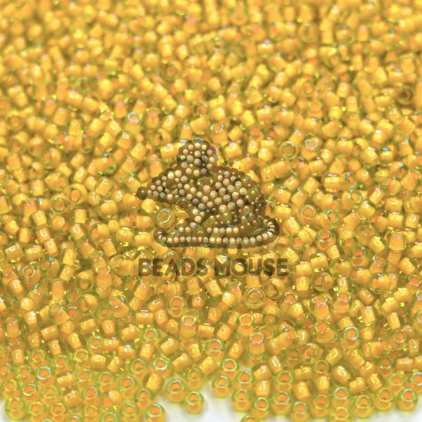 TOHO Seed Beads 302 Inside Color Jonquil Apricot Lined beads mouse