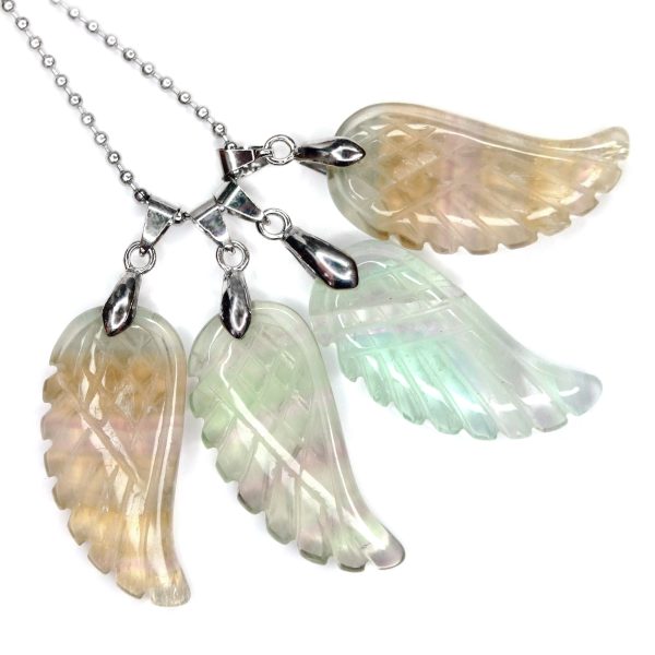 Angel Wing Necklace Multi Fluorite Light beads mouse mine to mind