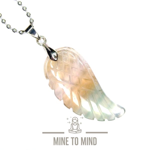 Angel Wing Necklace Multi Fluorite Light beads mouse mine to mind