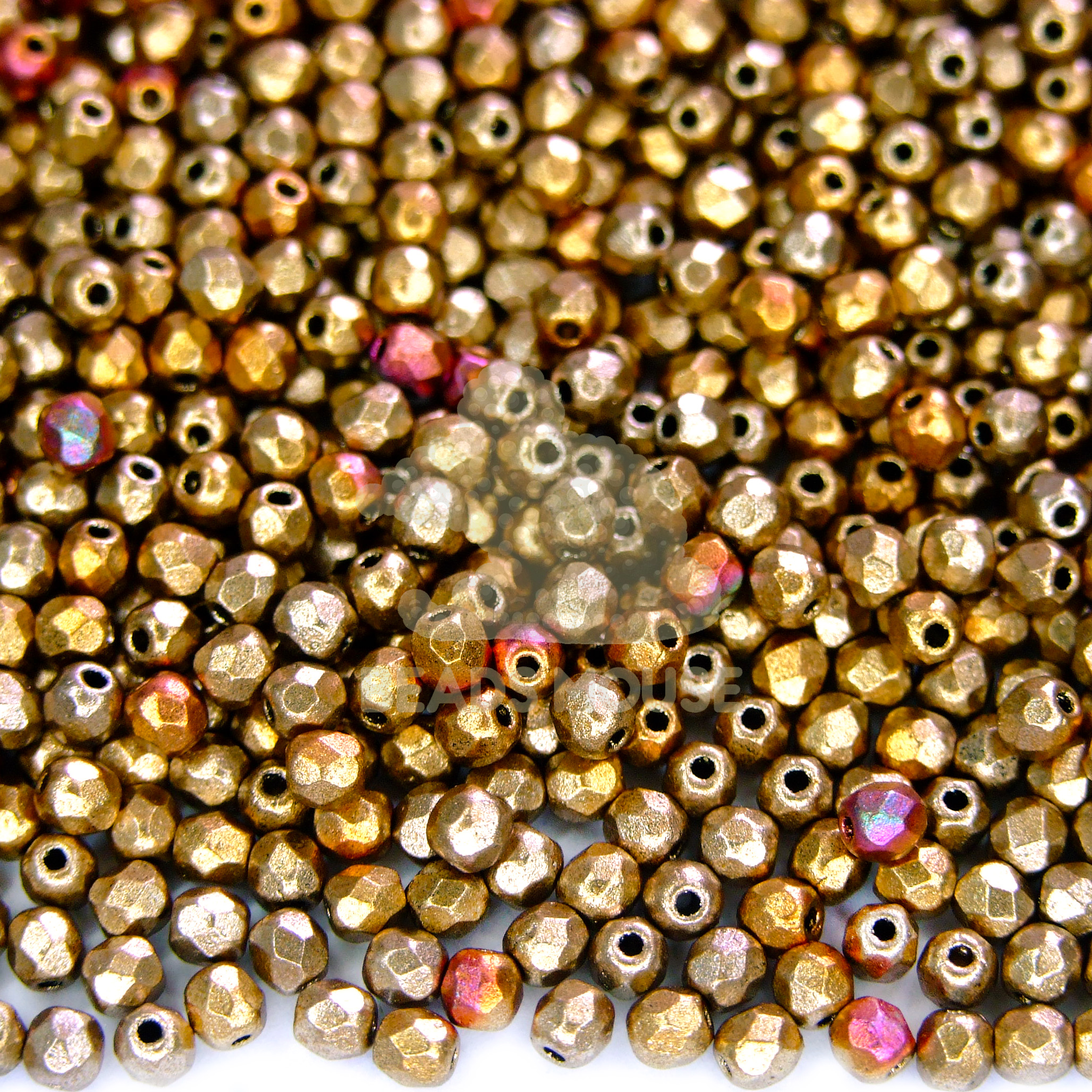 Fire Polished Beads 3mm Matte Metallic Gold Iris beads mouse