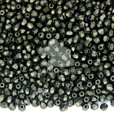 Fire Polished Beads 3mm Metallic Suede Dark Green beads mouse
