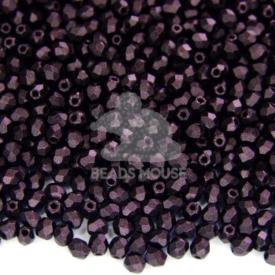 Fire Polished Beads 3mm Metallic Suede Dark Plum beads mouse