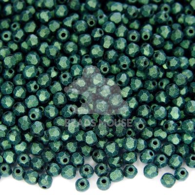 Fire Polished Beads 3mm Metallic Suede Light Green beads mouse