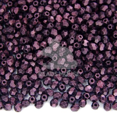 Fire Polished Beads 3mm Metallic Suede Pink beads mouse