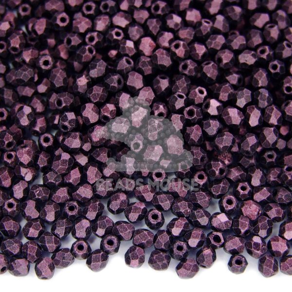 Fire Polished Beads 3mm Metallic Suede Pink beads mouse