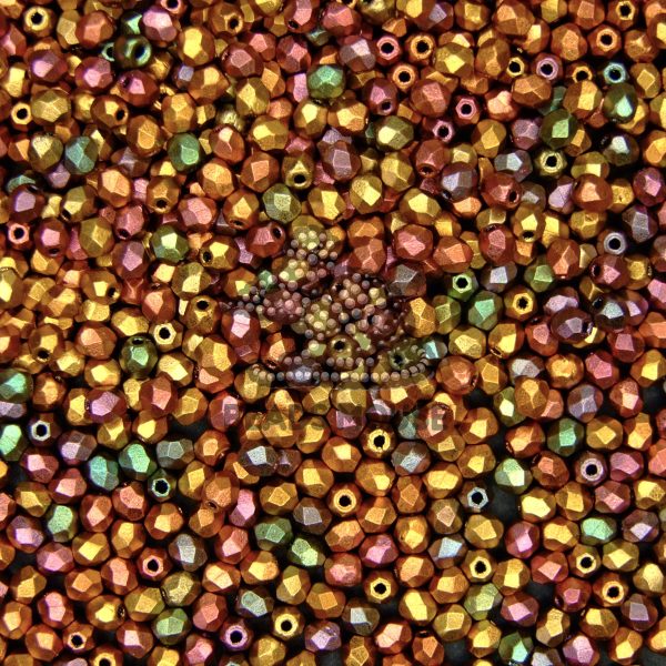 10g Fire Polished Beads 3mm Matte Metallic Bronze Iris - Image 2