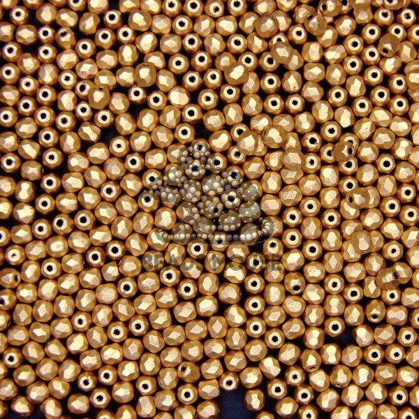 Fire Polished Beads 3mm Matte Metallic Flax Gold beads mouse