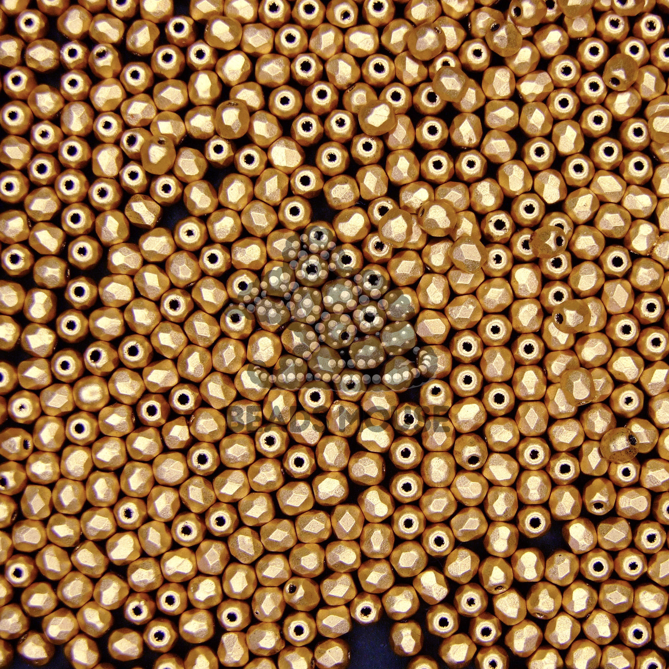 Fire Polished Beads 3mm Matte Metallic Flax Gold beads mouse