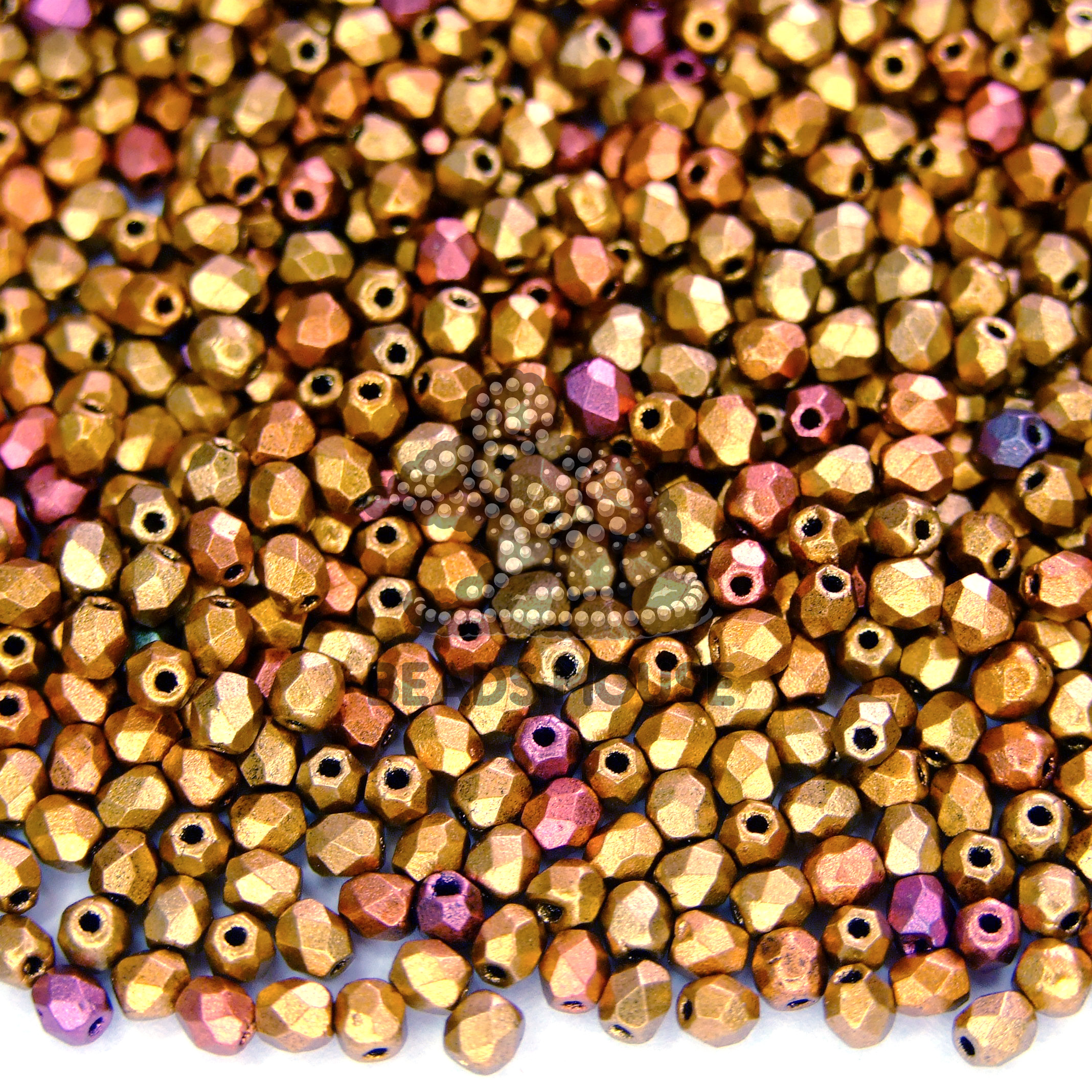 Fire Polished Beads 3mm Matte Metallic Gold Copper Iris beads mouse
