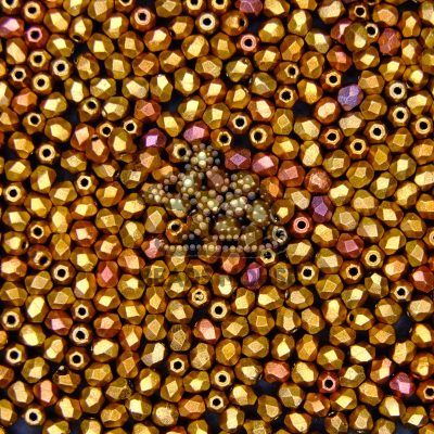 Fire Polished Beads 3mm Matte Metallic Gold Copper Iris beads mouse