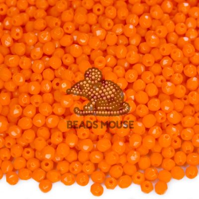 Fire Polished Beads 3mm Opaque Bright Orange beads mouse