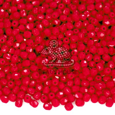 Fire Polished Beads 3mm Opaque Light Red beads mouse