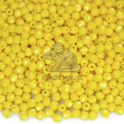 Fire Polished Beads 3mm Opaque Yellow 83120 beads mouse