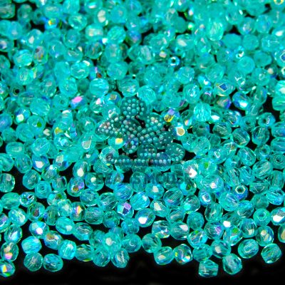 Fire Polished Beads 3mm Teal AB beads mouse