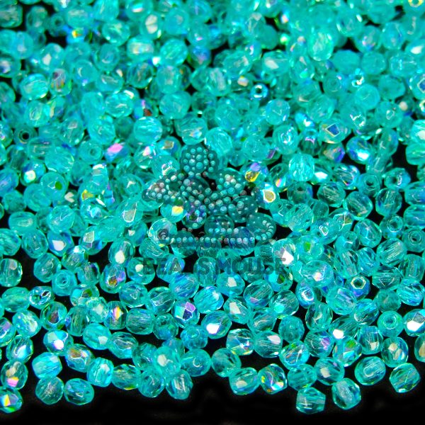 Fire Polished Beads 3mm Teal AB beads mouse