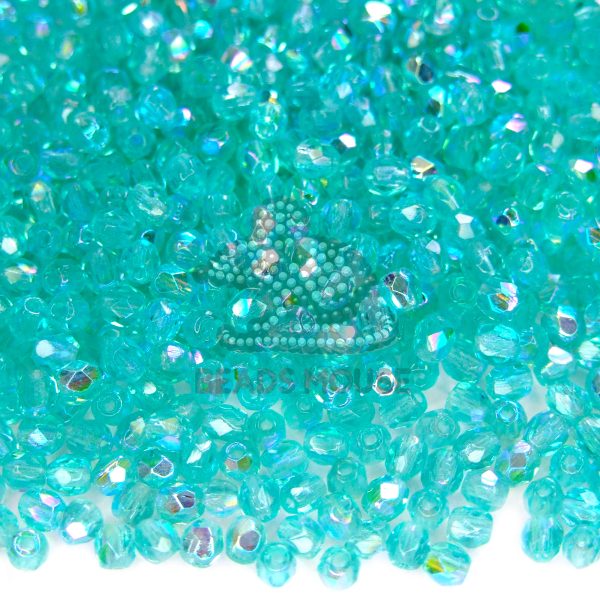 5g Fire Polished Beads 3mm Teal AB - Image 2