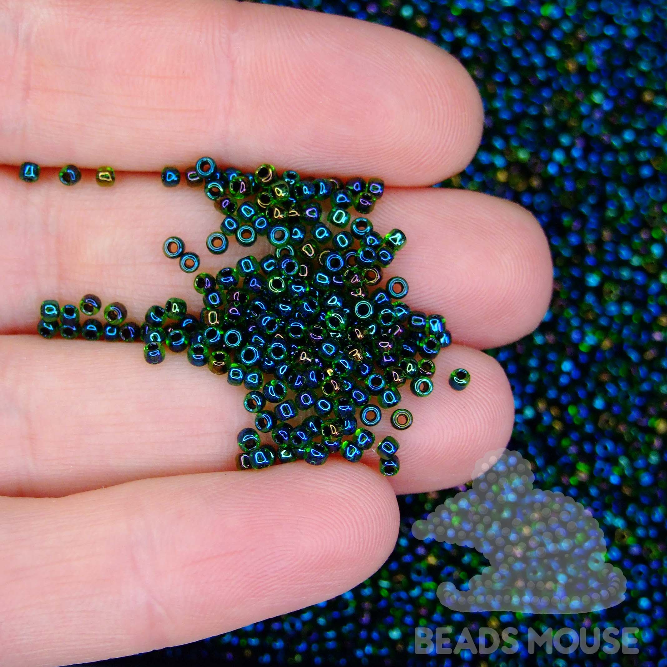 TOHO Seed Beads 397 Inside Color AB Green Purple Lined beadsmouse.co.uk