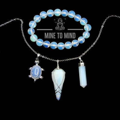 Opalite Manmade Pendulum Necklace Point Pendant Turtle Pendant mine to mind beadsmouse.co.uk