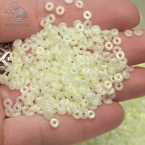 5g O Beads O-Ring 3.8x1mm Luster IRIS Milky Jonquil beadsmouse.co.uk