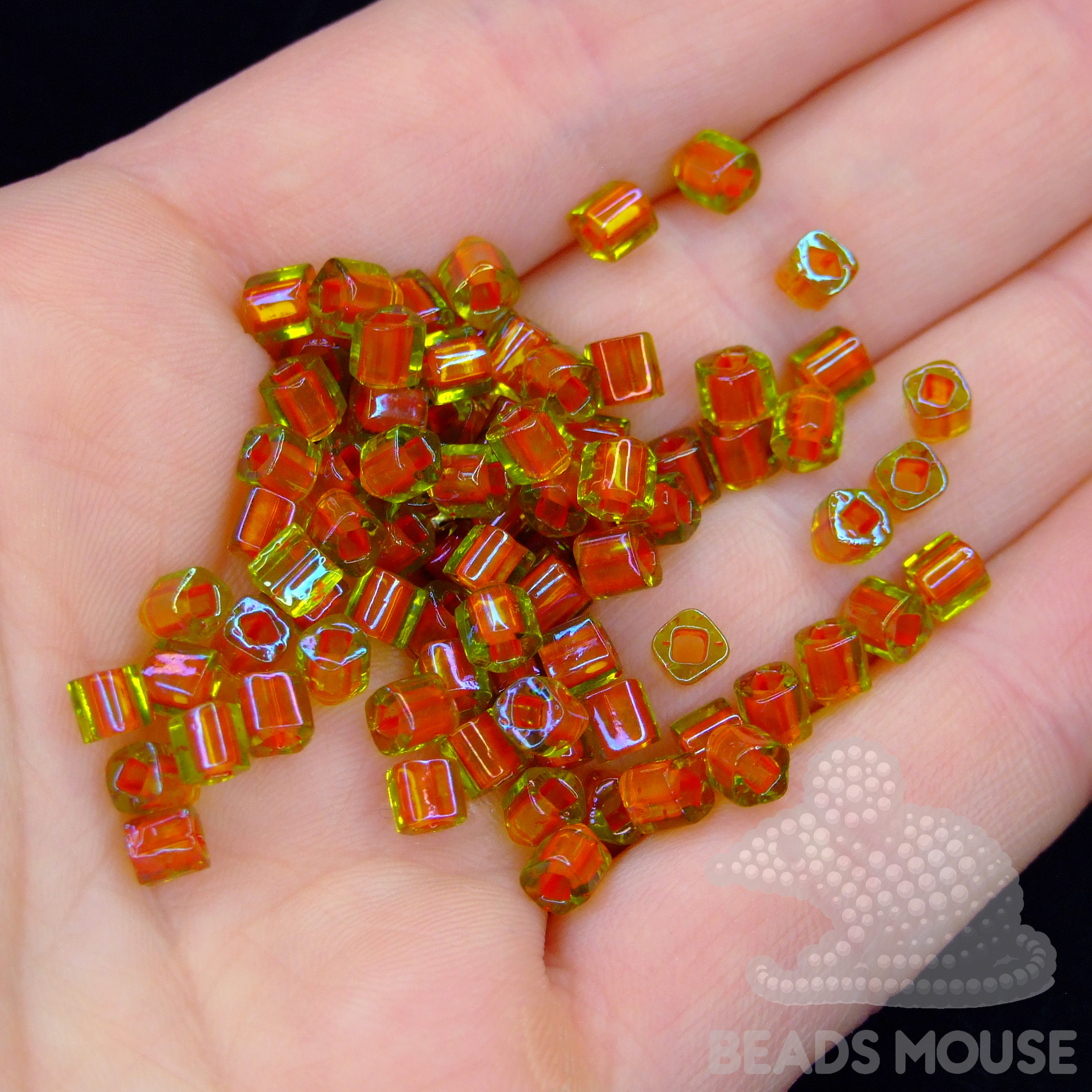 TOHO Cube Beads 303 Inside Color Jonquil Hyacinth Lined 4mm beadsmouse.co.uk