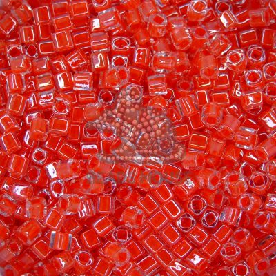 TOHO Cube Beads 341 Inside Color Tomato Lined 4mm beadsmouse.co.uk