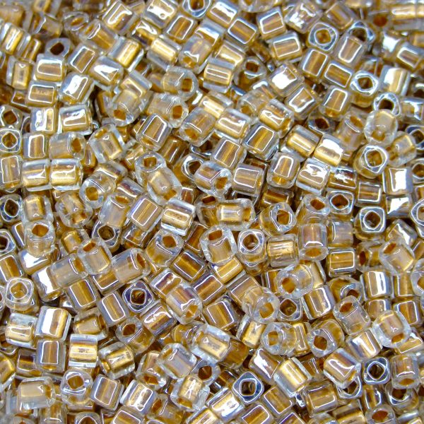 TOHO Cube Beads 989 Golden Lined Crystal 4mm beadsmouse.co.uk