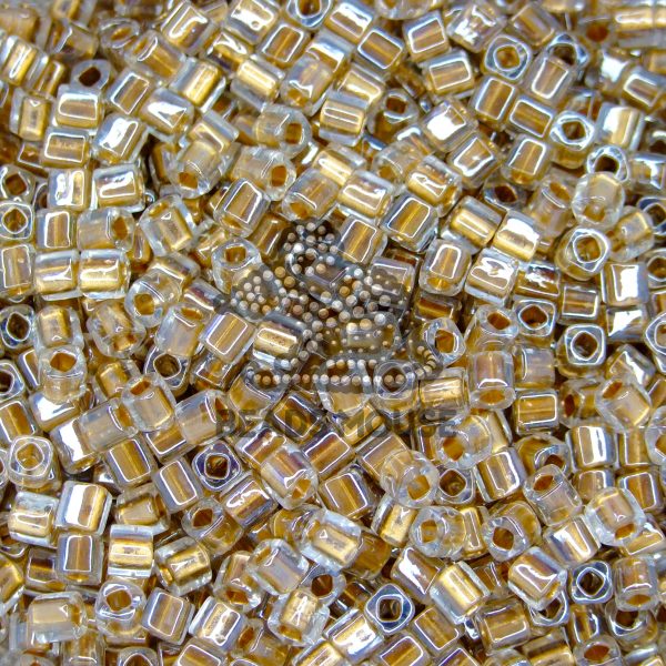 TOHO Cube Beads 989 Golden Lined Crystal 4mm beadsmouse.co.uk