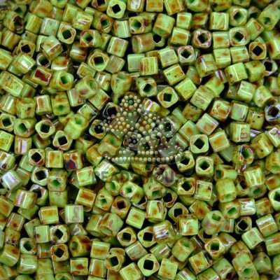 TOHO Cube Beads Y310 HYBRID Sour Apple Picasso 4mm beadsmouse.co.uk
