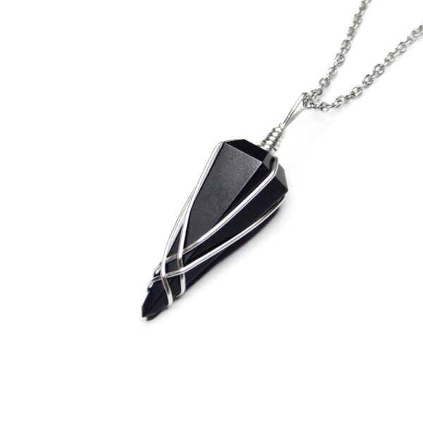 BLACK Onyx Gemstone Pendulm Necklace mine to mind beadsmouse.co.uk