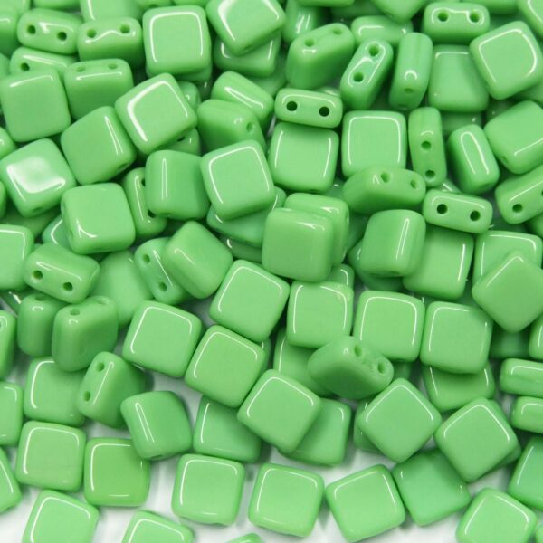CzechMates Tile Beads 53200 Opaque Olivine beadsmouse.co.uk