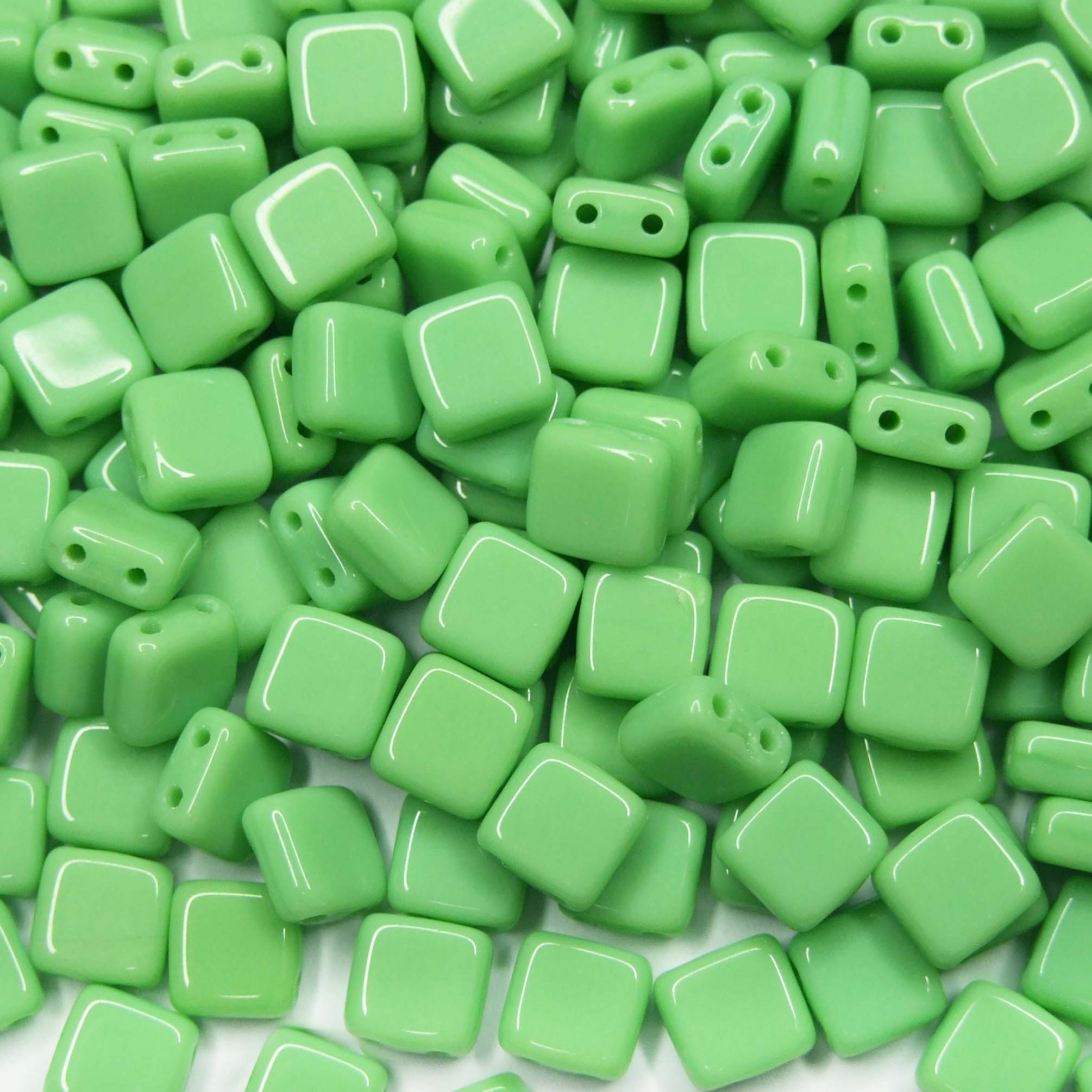 CzechMates Tile Beads 53200 Opaque Olivine beadsmouse.co.uk