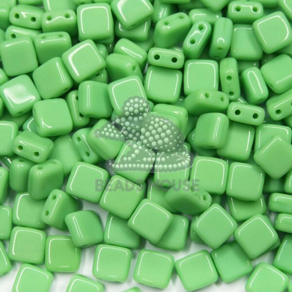 CzechMates Tile Beads 53200 Opaque Olivine beadsmouse.co.uk