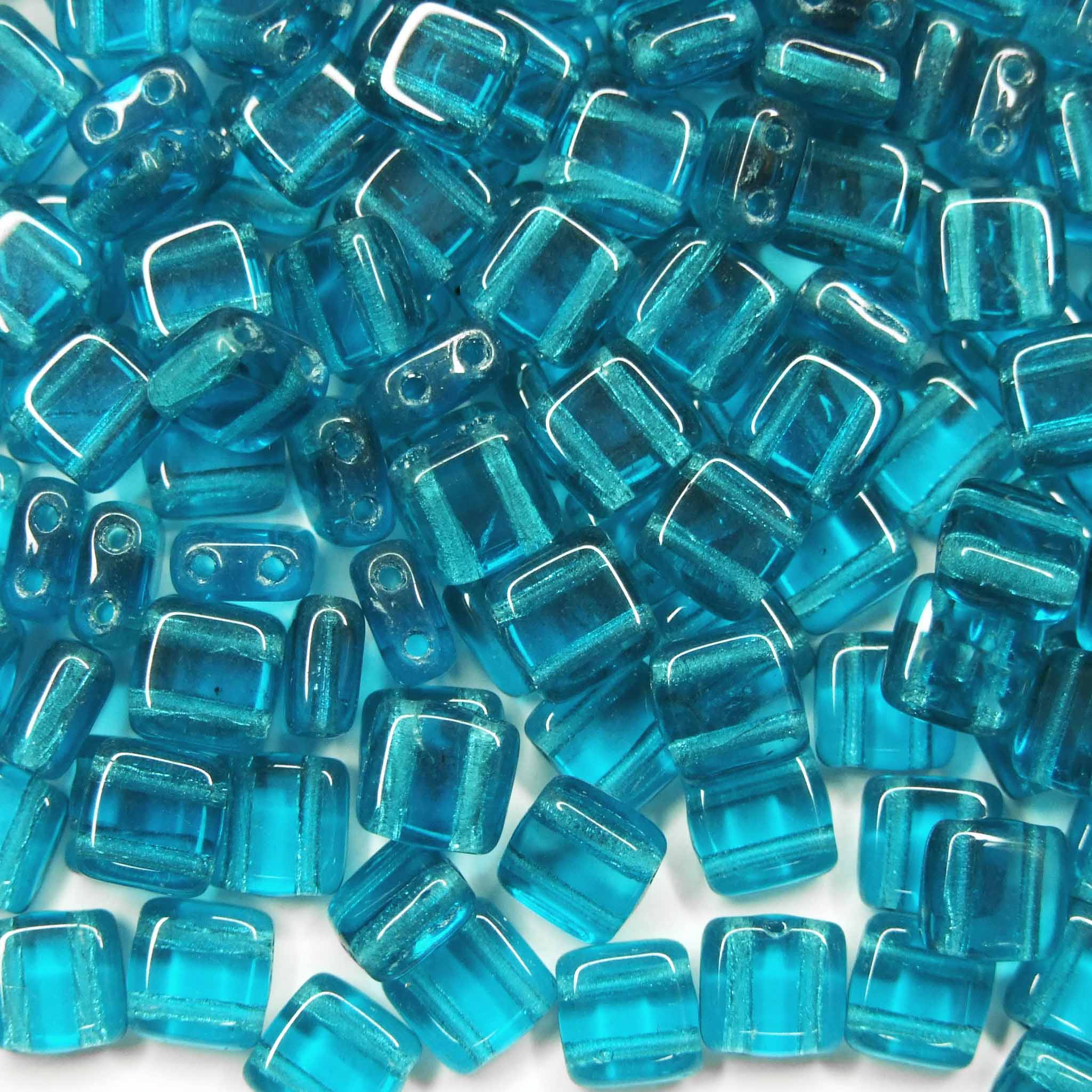 CzechMates Tile Beads 60150 Teal beadsmouse.co.uk